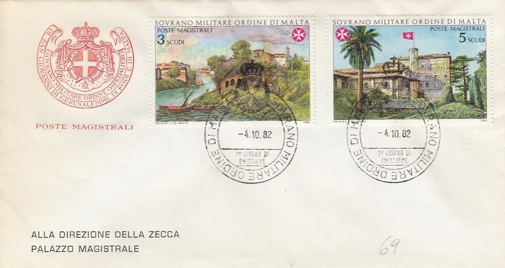 4/10/1982 FDC SMOM FIRST DAY " AVENTINO YESTERDAY AND TODAY" (69)