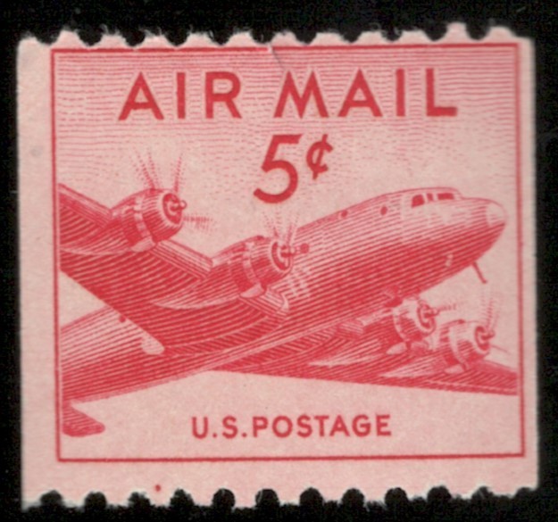 US. C37. 5c. DC-4 Skymaster. Coin Single. MLH. 1948