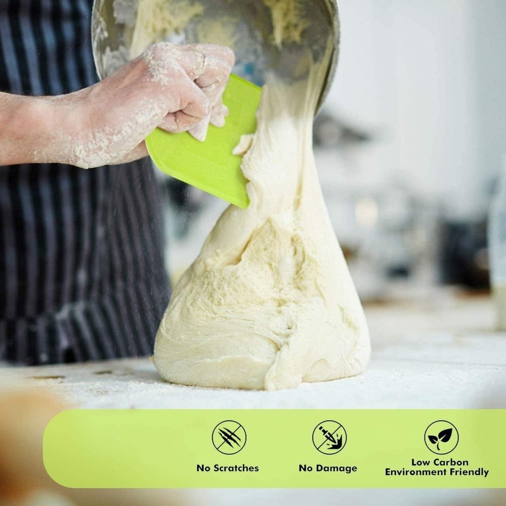 Dough Scraper Bench Scraper - 3P 4.7x3.7" Plastic Flexible Bowl Scraper, Shar...