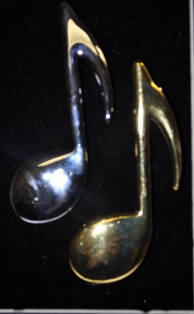 MUSIC NOTE FRIDGE MAGNET EIGHTH NOTE BRASS OR STAINLESS  MAGNET