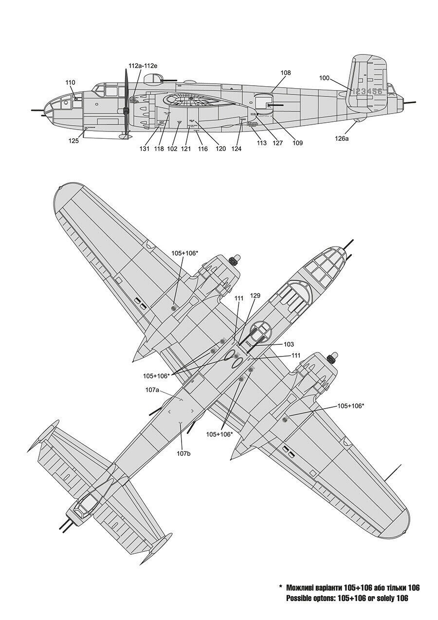 Decals North American B-25G/H/J Mitchell Late Part IV FOXBOT 48-044A Scale 1:48