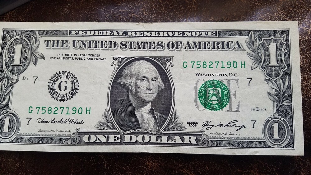 $1 2006 Note With Inking Error last Digit "0" LOOK!