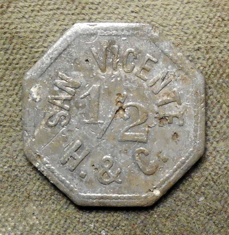 (Guatemala), San Vincente, H. & C., ½ // (Same). Aluminum, octagonal, 20mm, vf,