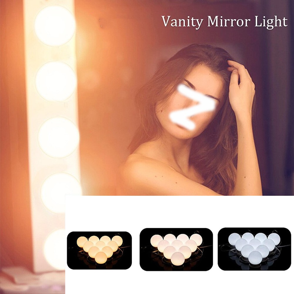 Make Up Mirror Lights 10 LED Kit Bulbs Vanity Light Dimmable Lamp Hollywood
