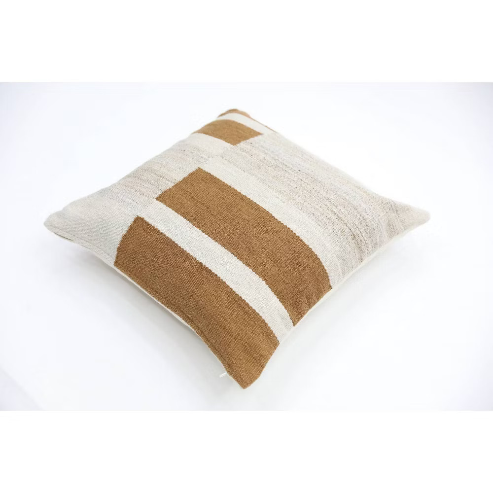 Oversized Blocked Woven Square Throw Pillow Neutral - Threshold