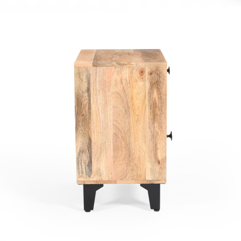 18" Contemporary Mango Solid Wood Nightstand with 1 Drawers, Natural