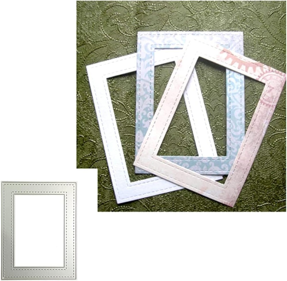 Silver Rectangle Frame Metal Cutting Dies Stencil Embossing Album Template Sc...