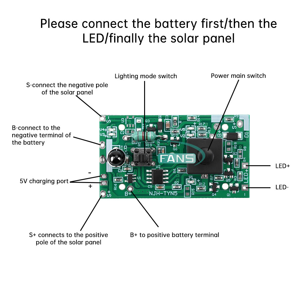 3.7V 5V Solar String Light Circuit Control Board PCBA Controller Switch Module