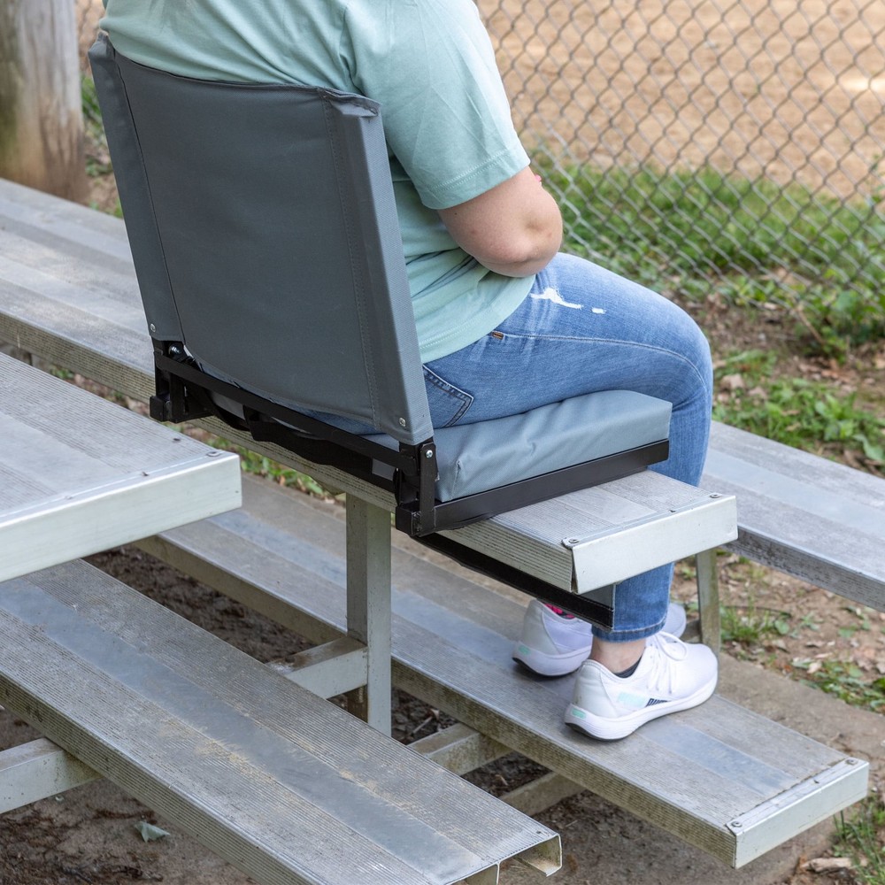 Bleacher Seat - Stadium Seat Cushion with Back Support, Gray
