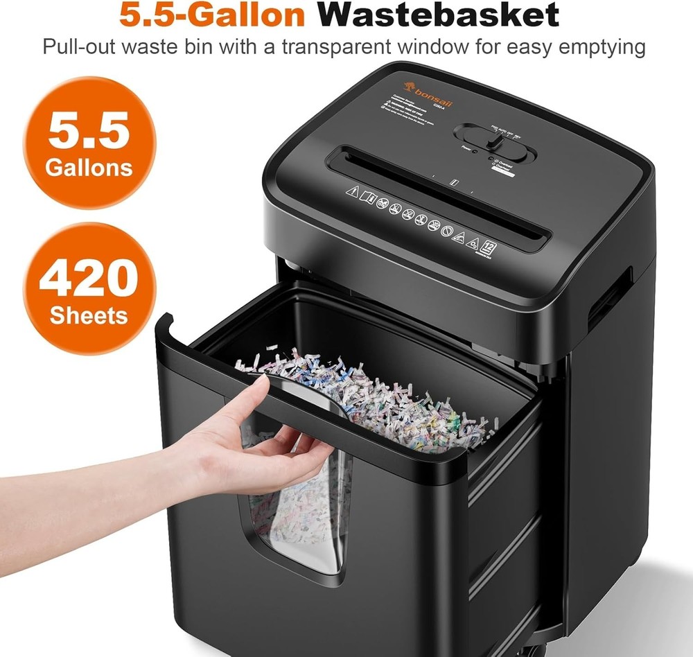 High Security Shredder, 12-Sheet Cross Cut, Quiet Operation