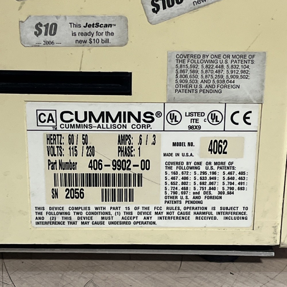 CUMMINS JETSCAN 4062 BILL COUNTER