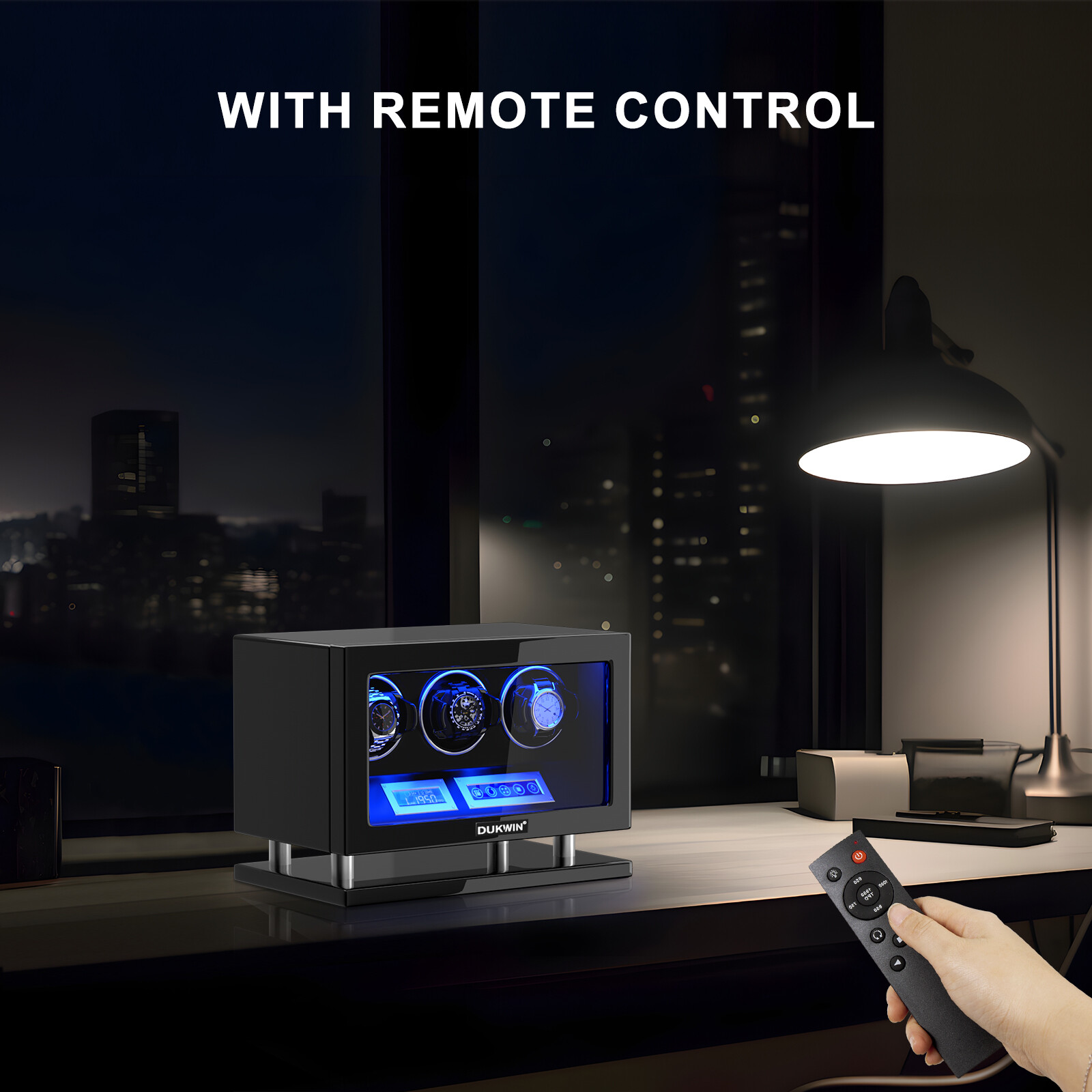 New Automatic 3 Watch Winder Fingerprint Unlock Display Watch Box LED LCD Touch