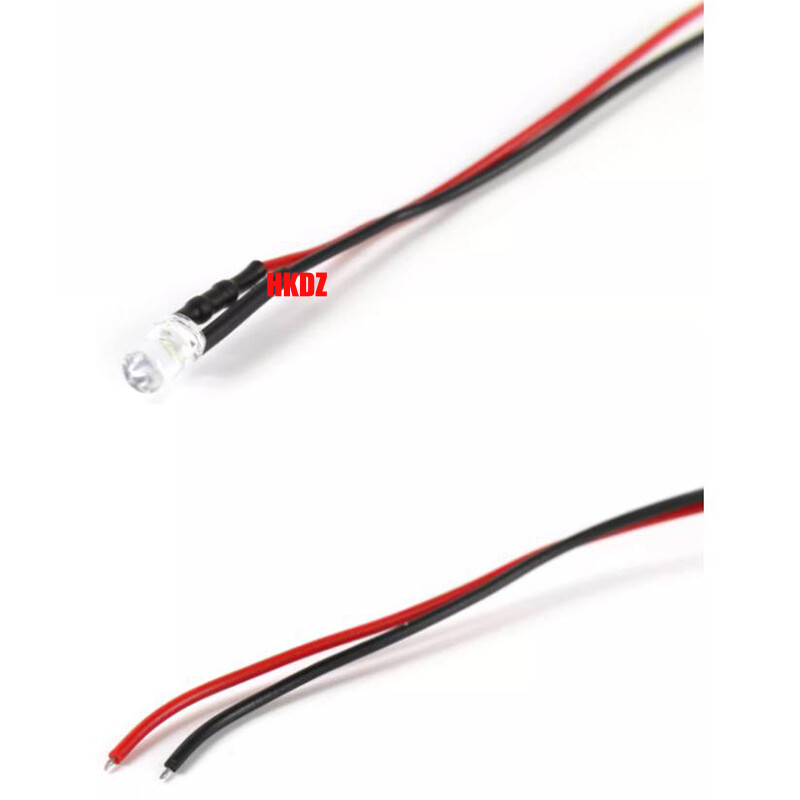 DC 5V~12V 3mm/5mm LED Bulb Pre wired Light Emitting Diodes Small 20cm Wire 0.1W