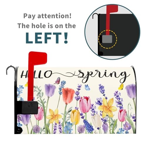 Hello Spring Mailbox Covers Tulip Lavender Butterfly Spring Decorative Mailbox