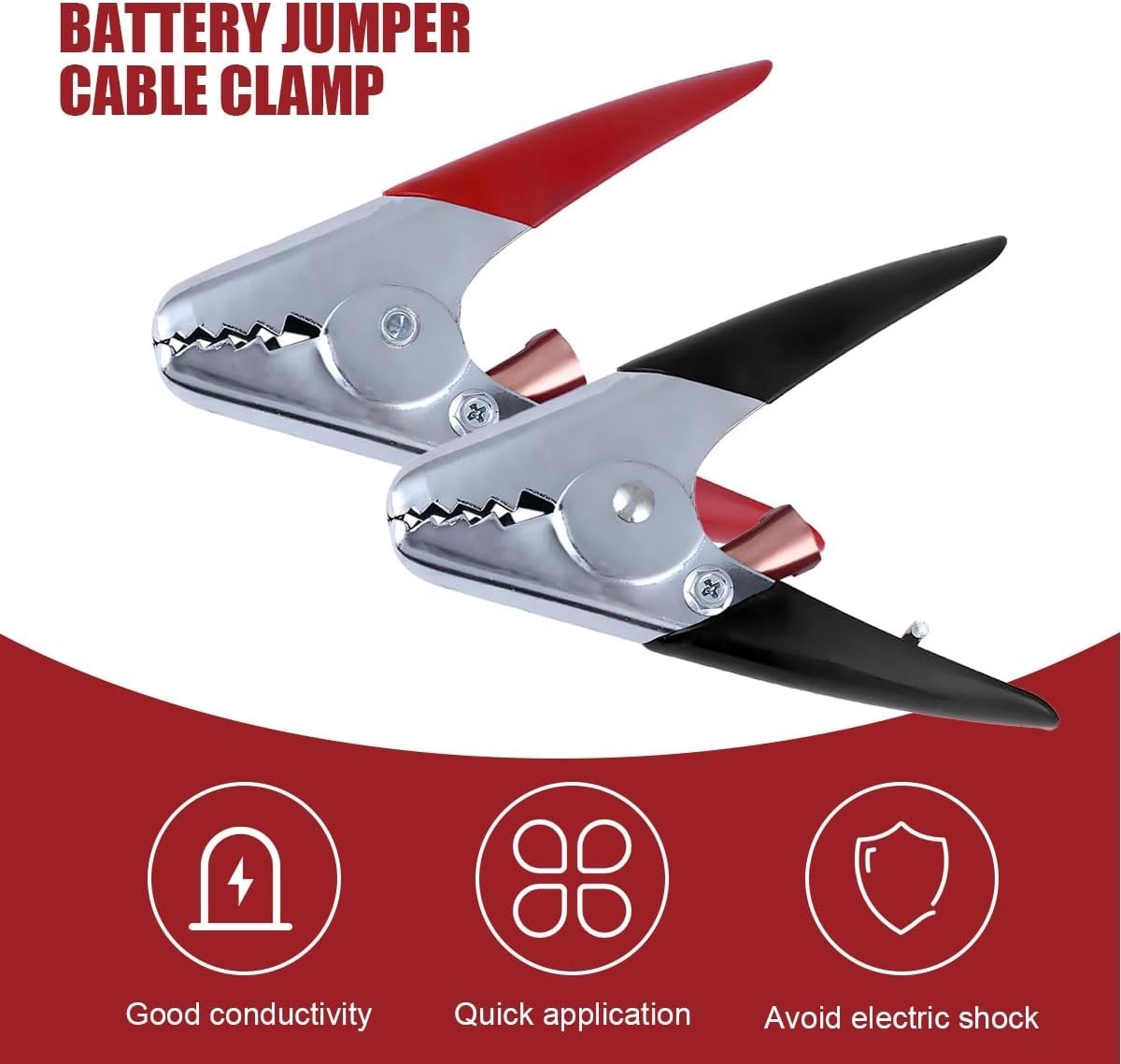 Heavy-Duty 2PCS Alligator Clips - Versatile Jumper Cable Clamps for All Vehicles