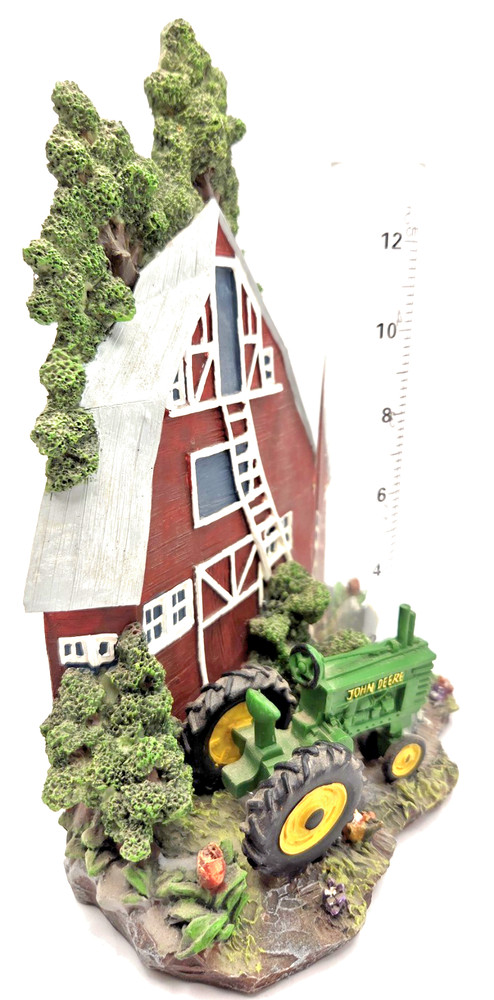 JOHN DEERE Tractor Barn Scene Rain Gauge 29006