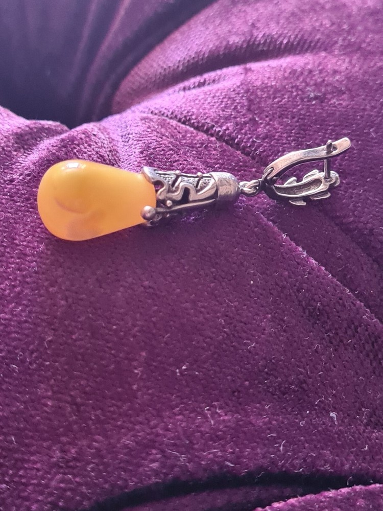 Amber Drop Earring And Pendant Set