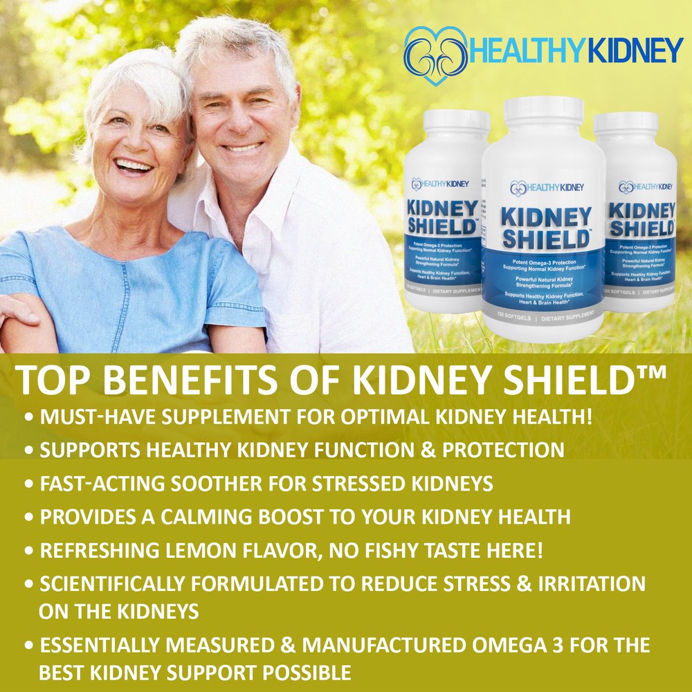 Kidney Shield Supplement Health Renal Detoxing Function Cleansing Omega 3
