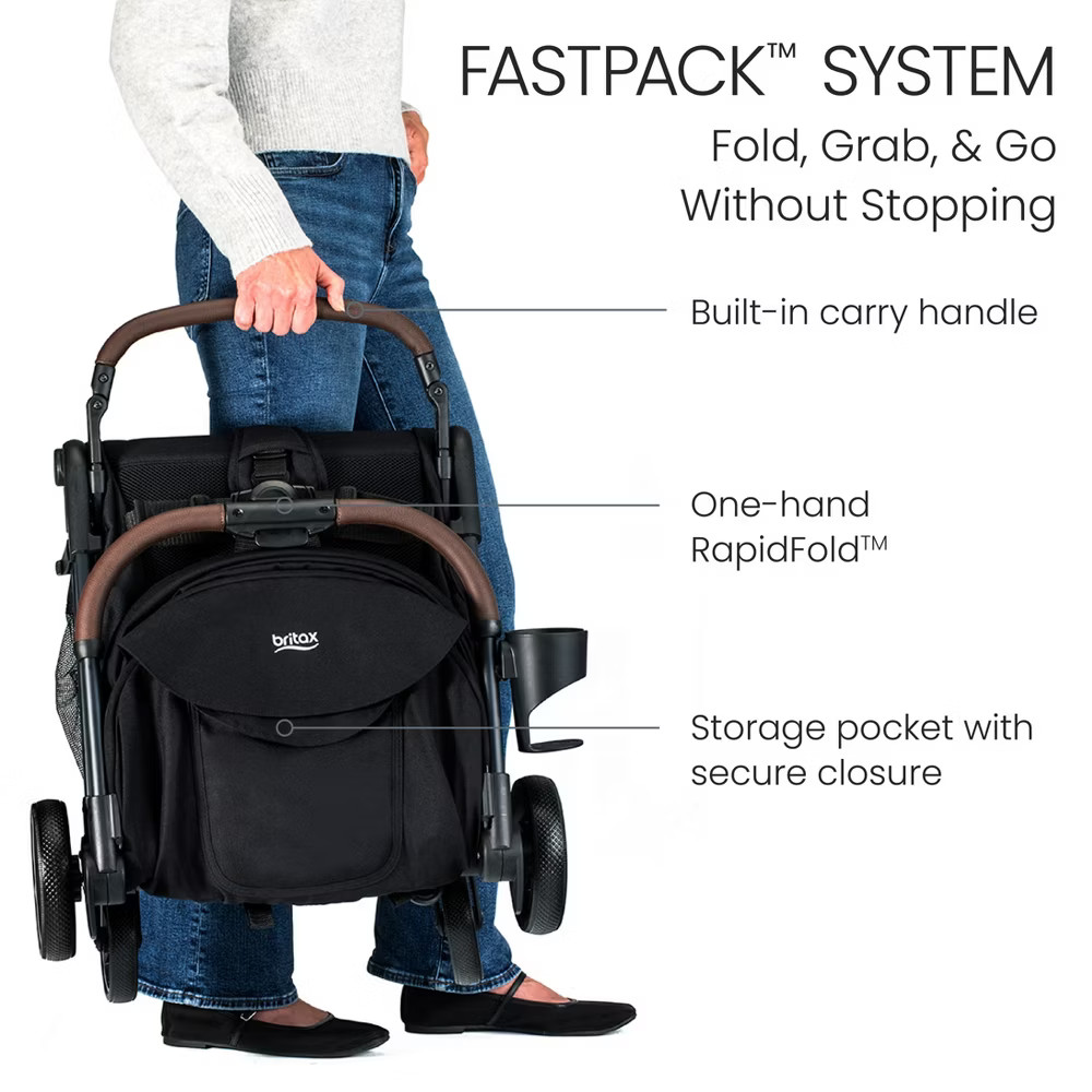 Britax Juniper Compact Stroller, Lightweight Fold-and-Go Design - Raven Black