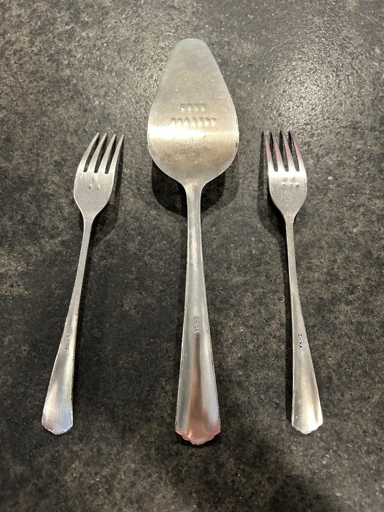 Mud Pie Silver Wedding Cake Server And Fork Set Used Once BIN B