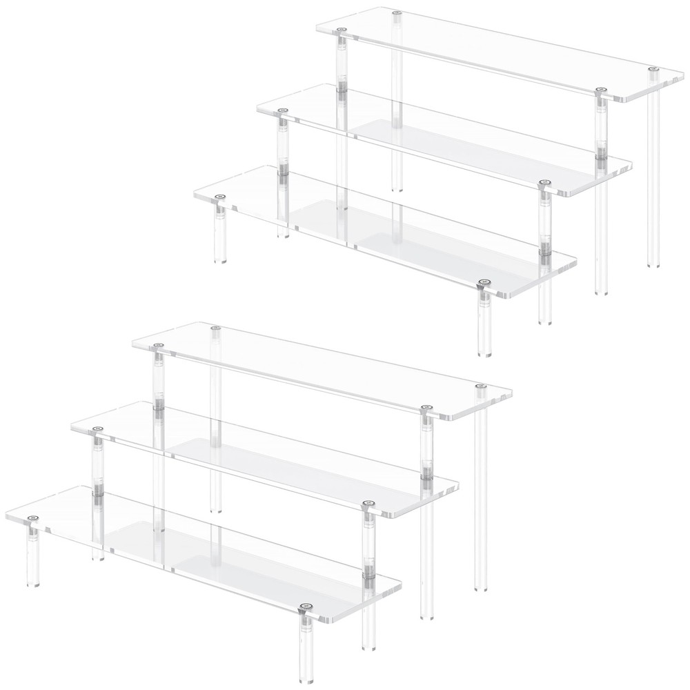 3 Tier Acrylic Display Risers, Large Perfume Organizer Stand, Clear