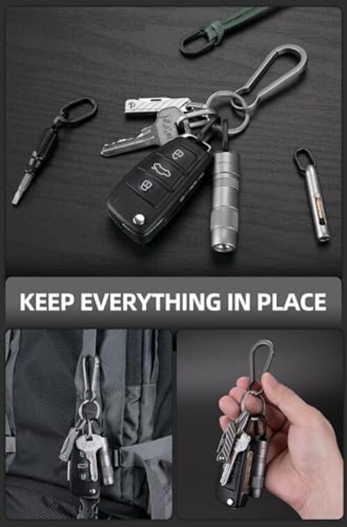 Titanium Key Ring Side Pushing, Small Key Ring Quick Release Keychain Black, M