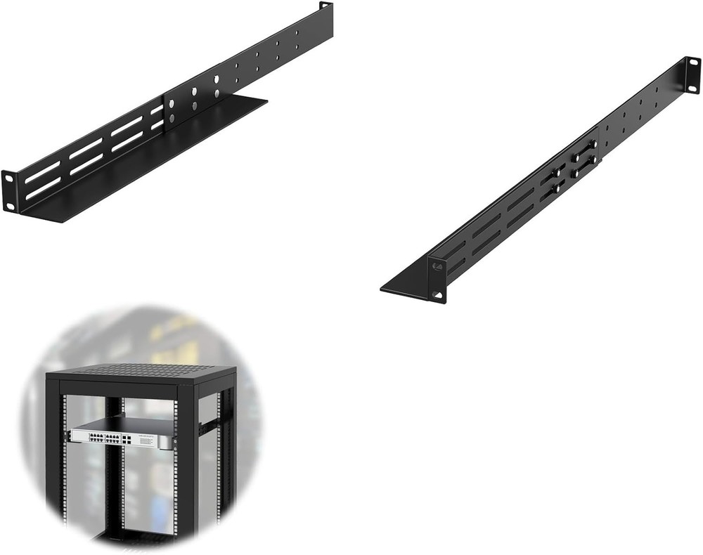 1U Server Rack Rails Universal 16-30 Inch Adjustable Depth 4-Post Rack Mount for