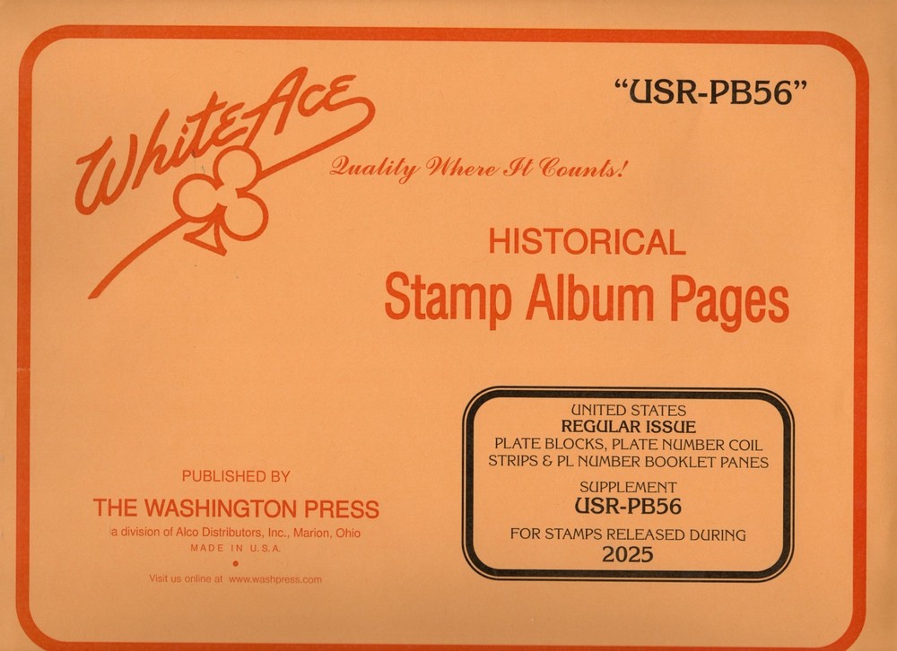 White Ace US Regular Issue Plate Blocks PNC Strips & PN Bklt Panes USR-PB56 2025