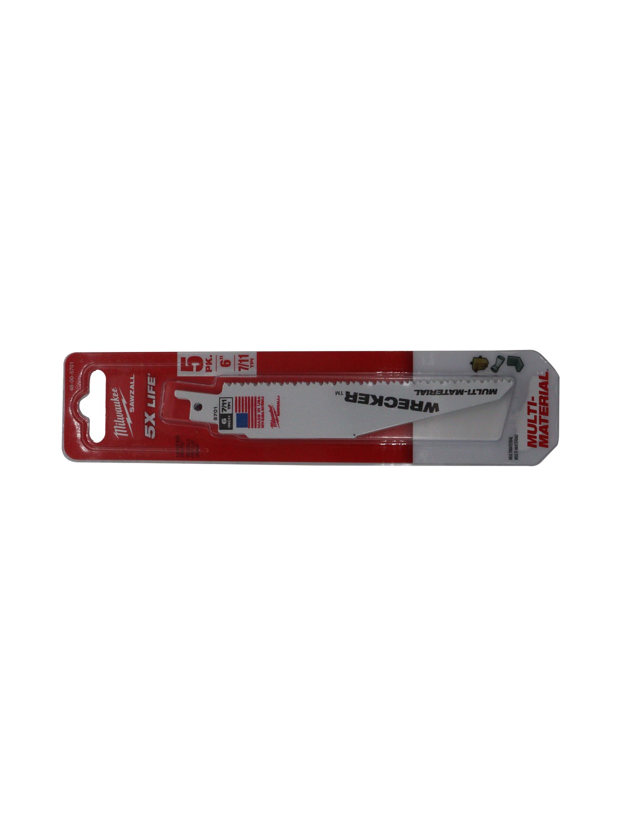 Milwaukee 48-00-5701 WRECKER™ 6″ Multi-Material SAWZALL® Blades (5-Pack)