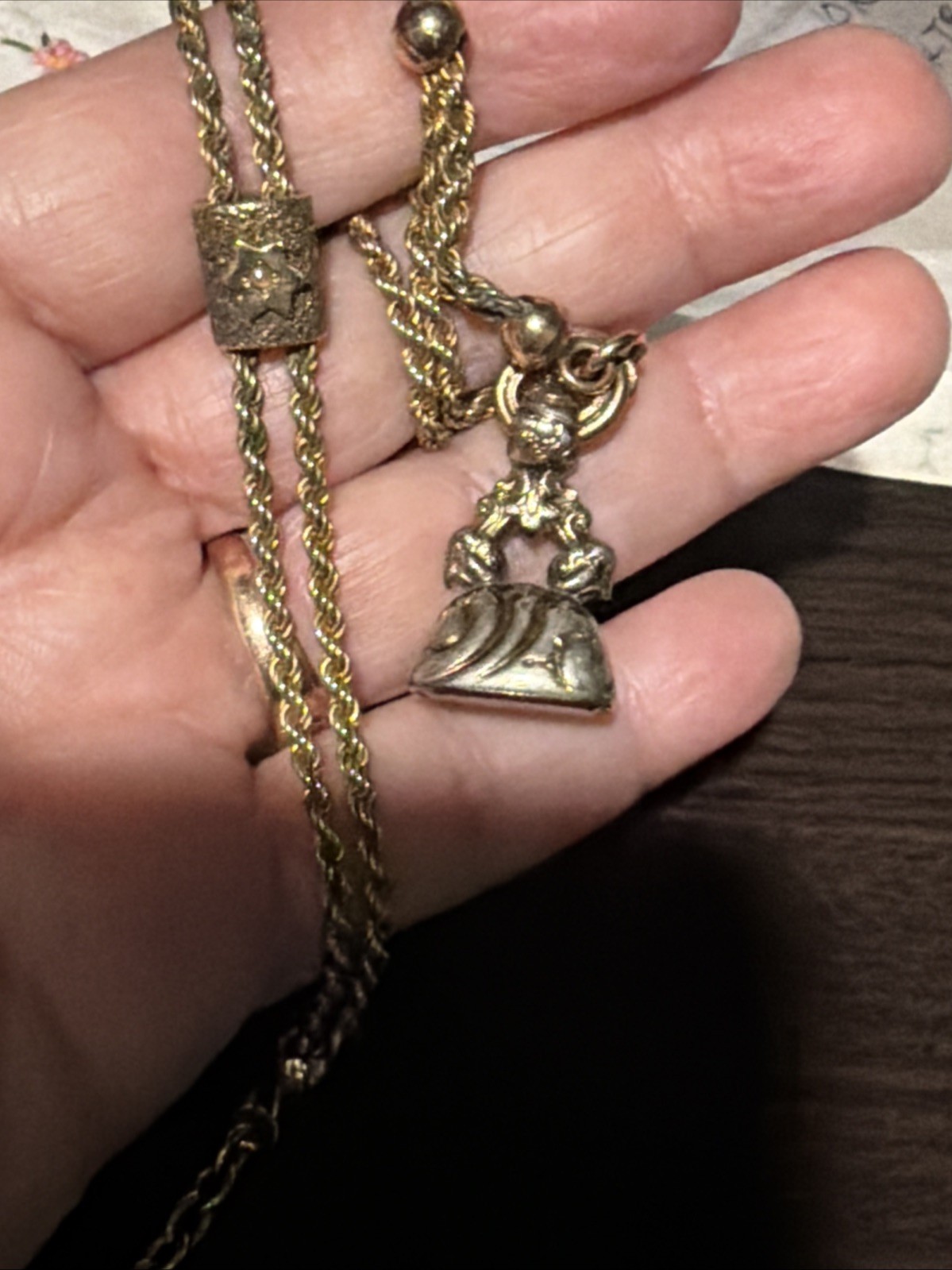 Victorian RFS Gold Tone Rope Link Watch Slider Chain Old Carnelian Fob 14k Tbar