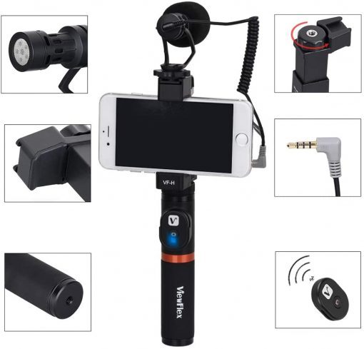 CoMica Metal Mini On-Camera Directional Shotgun Mic Kit w/Bluetooth Controller