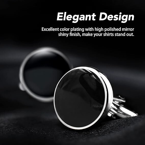 Elegant Cufflink, Jewelry Stainless Steel Classic Tuxedo Shirt Cuff Link-Black