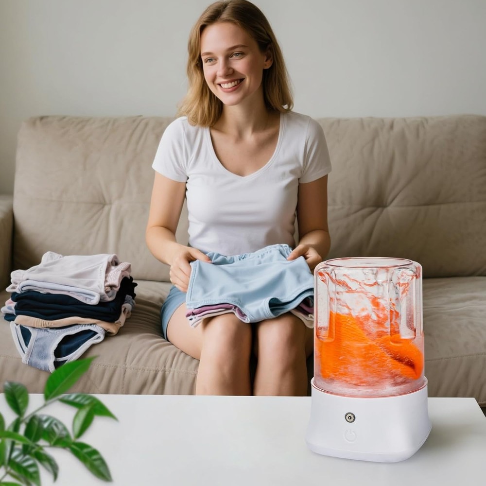 Mini Portable Washing Machine - USB Rechargeable 1L Small Washer with 2 Modes...