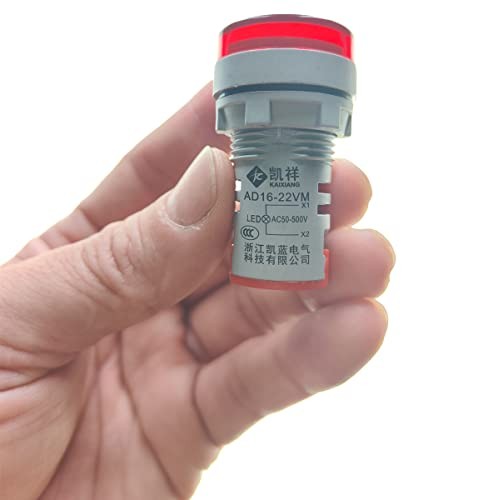 3pcs Digital Display AC Voltage Indicator, 22mm Round Head LED Voltage Red