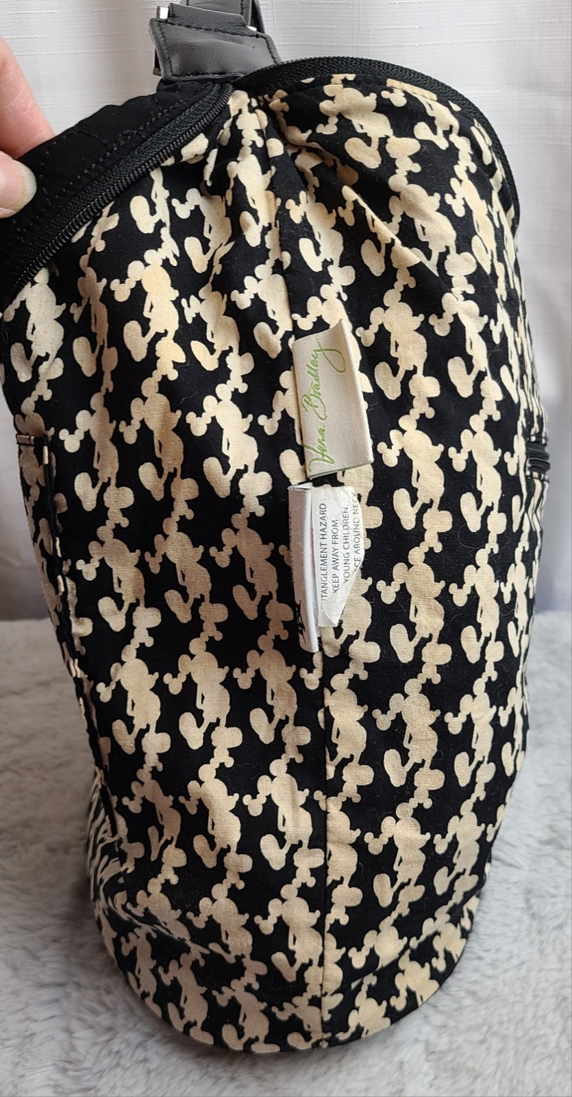 Vera Bradley Disneys Mickey Mouse Black Quilted Bucket Bag/Tote, Retired