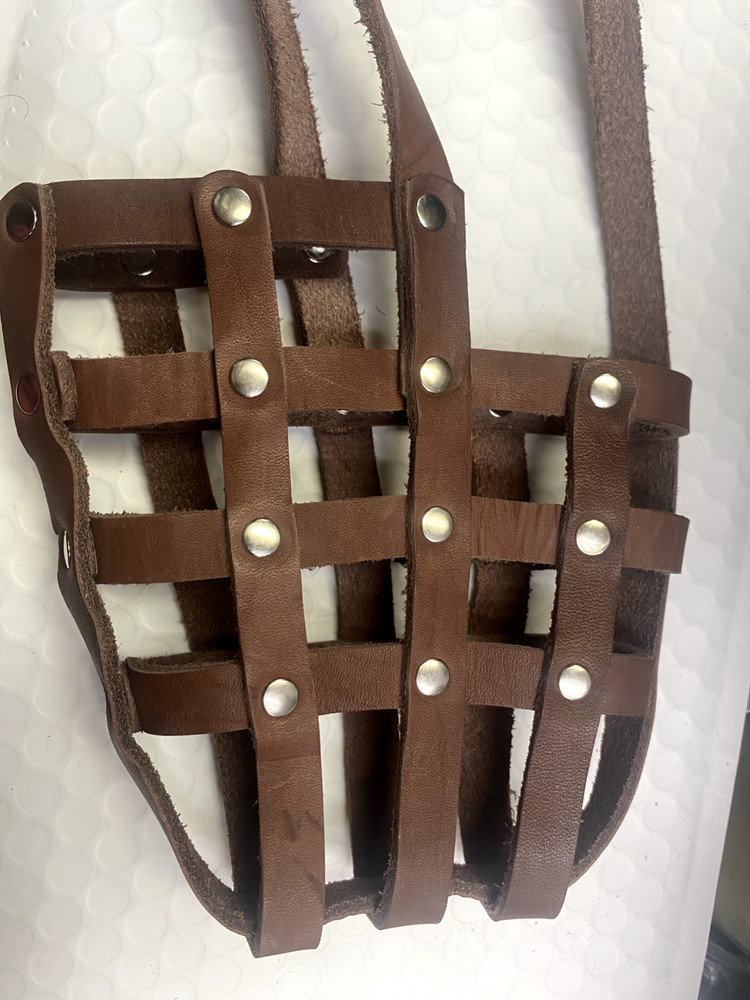 Genuine Leather Mesh Basket Secure Muzzle #143, German Shepherd, Labrador, Husky