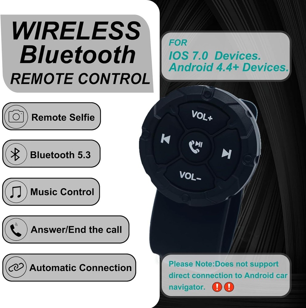 Jaesien Wireless Bluetooth Media Remote Button,Waterproof Phone Black