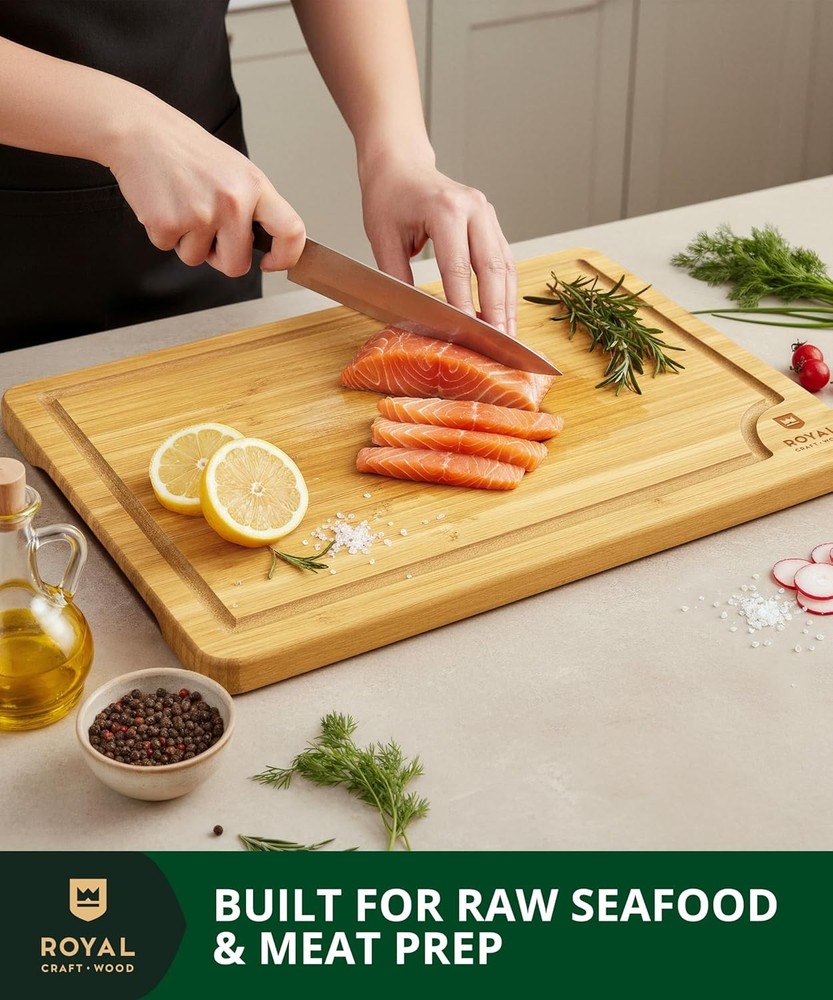 Sustainable Bamboo Cutting Board - Versatile 18"x12" for Kitchen Prep & Serving