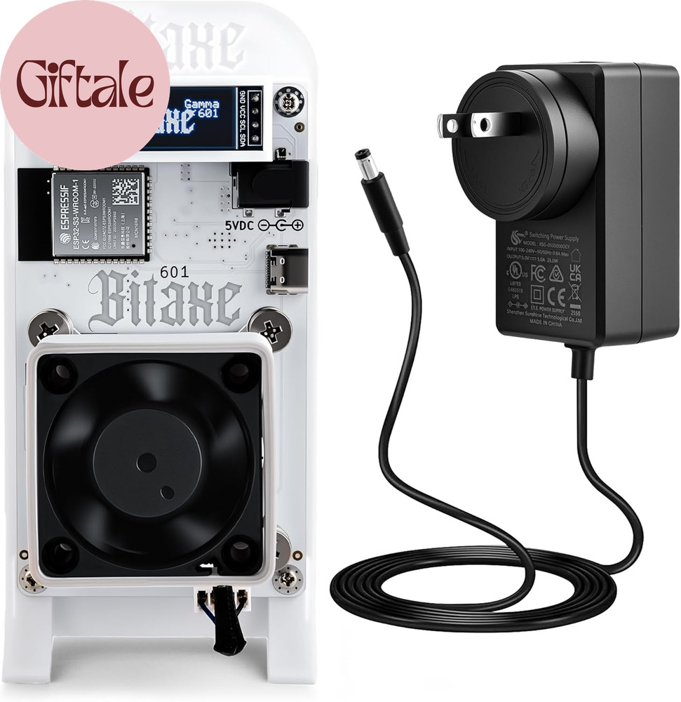 Bitaxe Gamma 601 Bitcoin Miner, Open Source Solo BTC Mining Machine, BM1370 ASIC