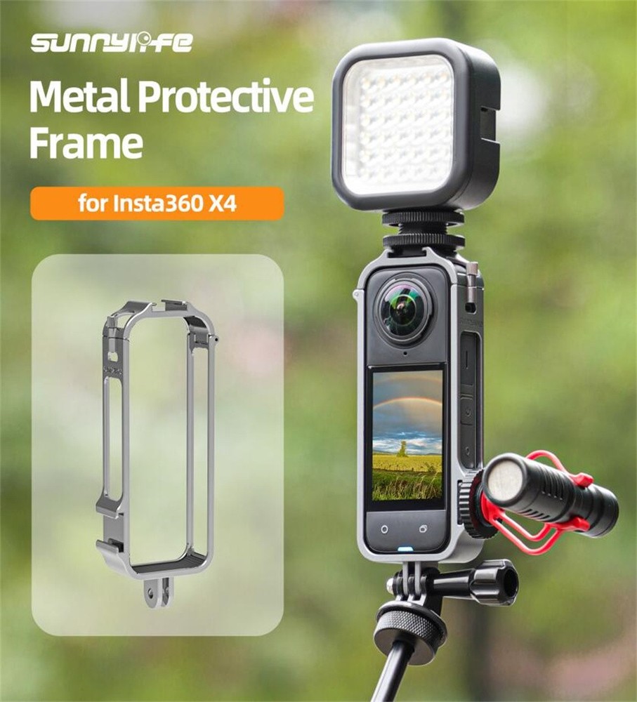 Protective Aluminium Shock Drop Resistant Bezel For Insta360 X4 Panoramic Camera