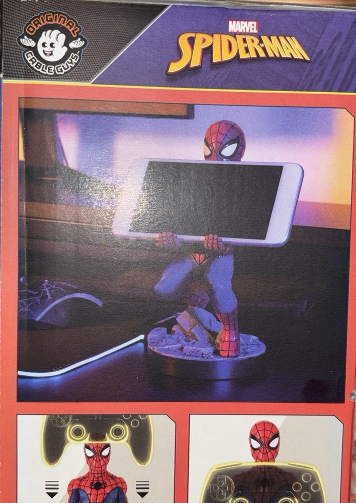 Marvel Spider-Man Controller Phone & Stand Device Holder Gaming Cable Guys NIB