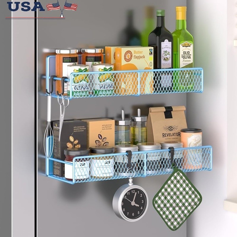 Magnetic Spice Rack Organizer 2 Pack Strong Magnet Storage Solution Kitchen New