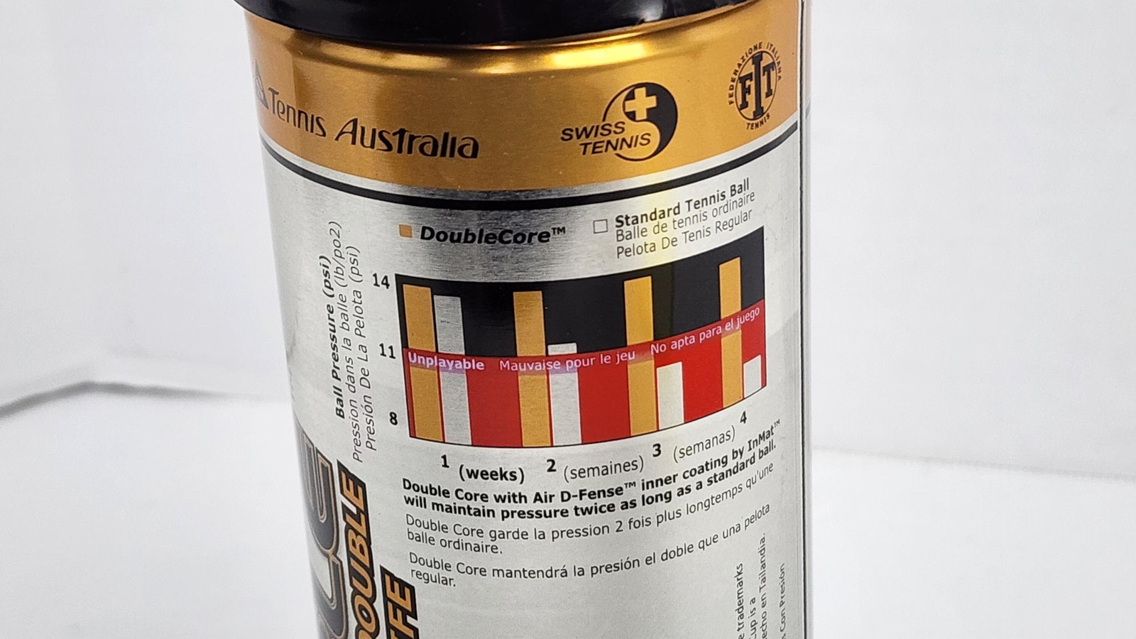 Wilson Davis Cup Double Core Official Tennis Ball (UES08) Pack of 3 Collectible