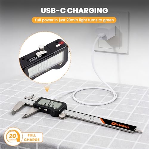 Digital Caliper, Rechargeable Digital Caliper 6 inch with Reset Setting,
