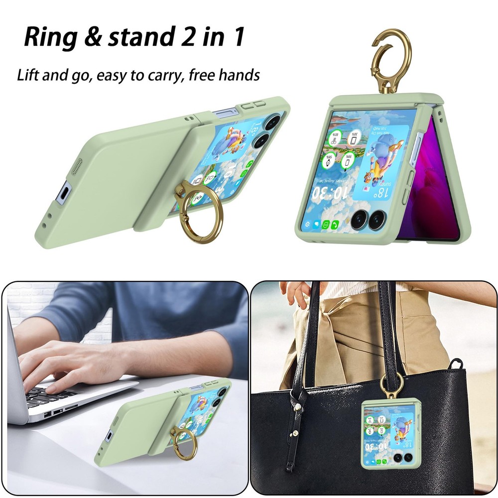 DAKORIE Galaxy Z Flip 7 Case, Screen Protector, Shockproof Hinge, Green
