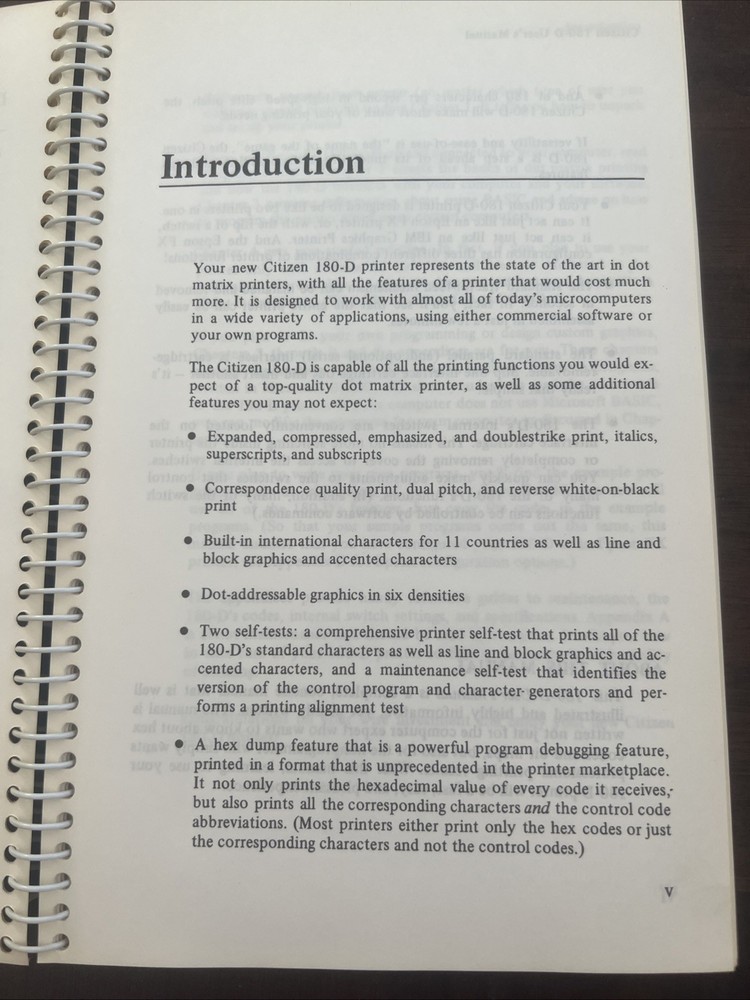 Citizen 180-D Printer - Manual / Users Guide / Instructions Book