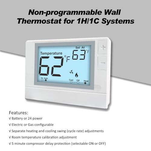 Non-Programmable Thermostat for Conventional Single-Stage Systems, 1 White
