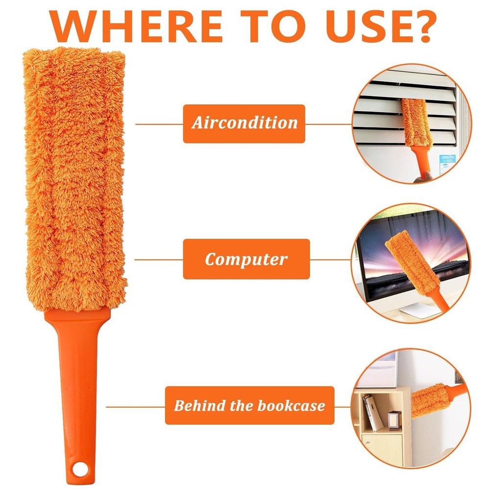 4 Pack 15 inch Reuseable Microfiber Feather Duster, Blind Duster, Gap Duster,...