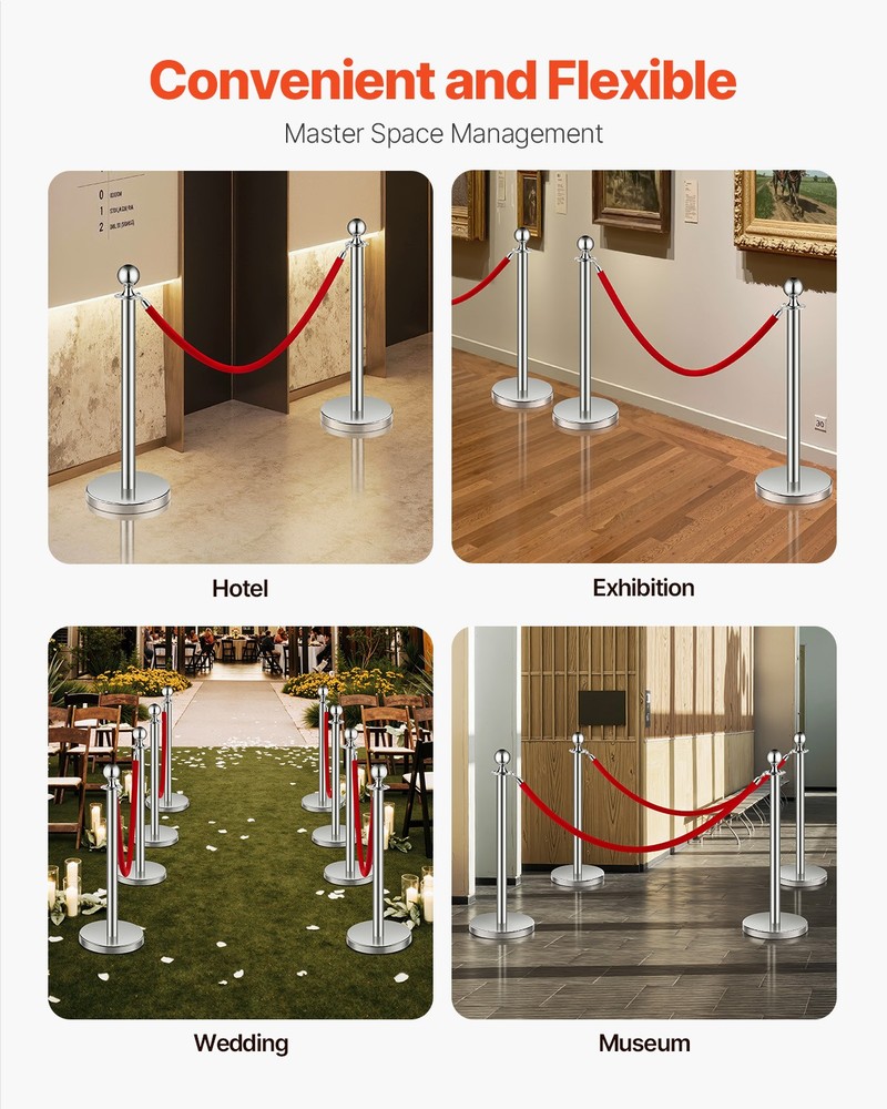 VEVOR 4Pcs Stanchion Posts Queue Barrier Crowd Control Sand Injection Base