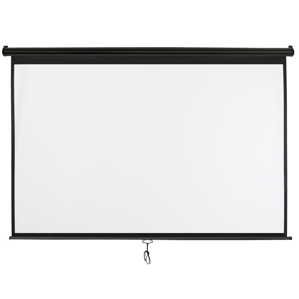100" Manual Projection Screen Pull Down 16:10 HD Projector 4K Widescreen Black
